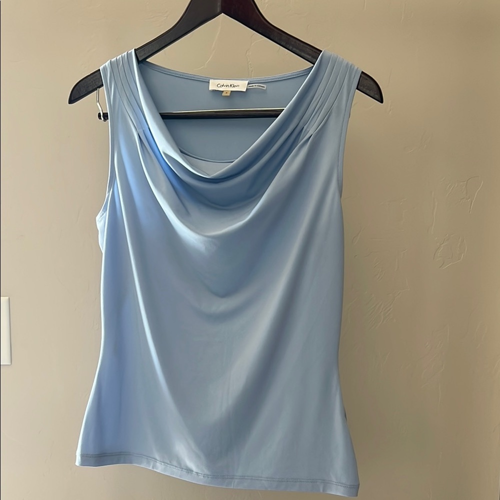 Calvin Klein Women's Light Blue Draped Top